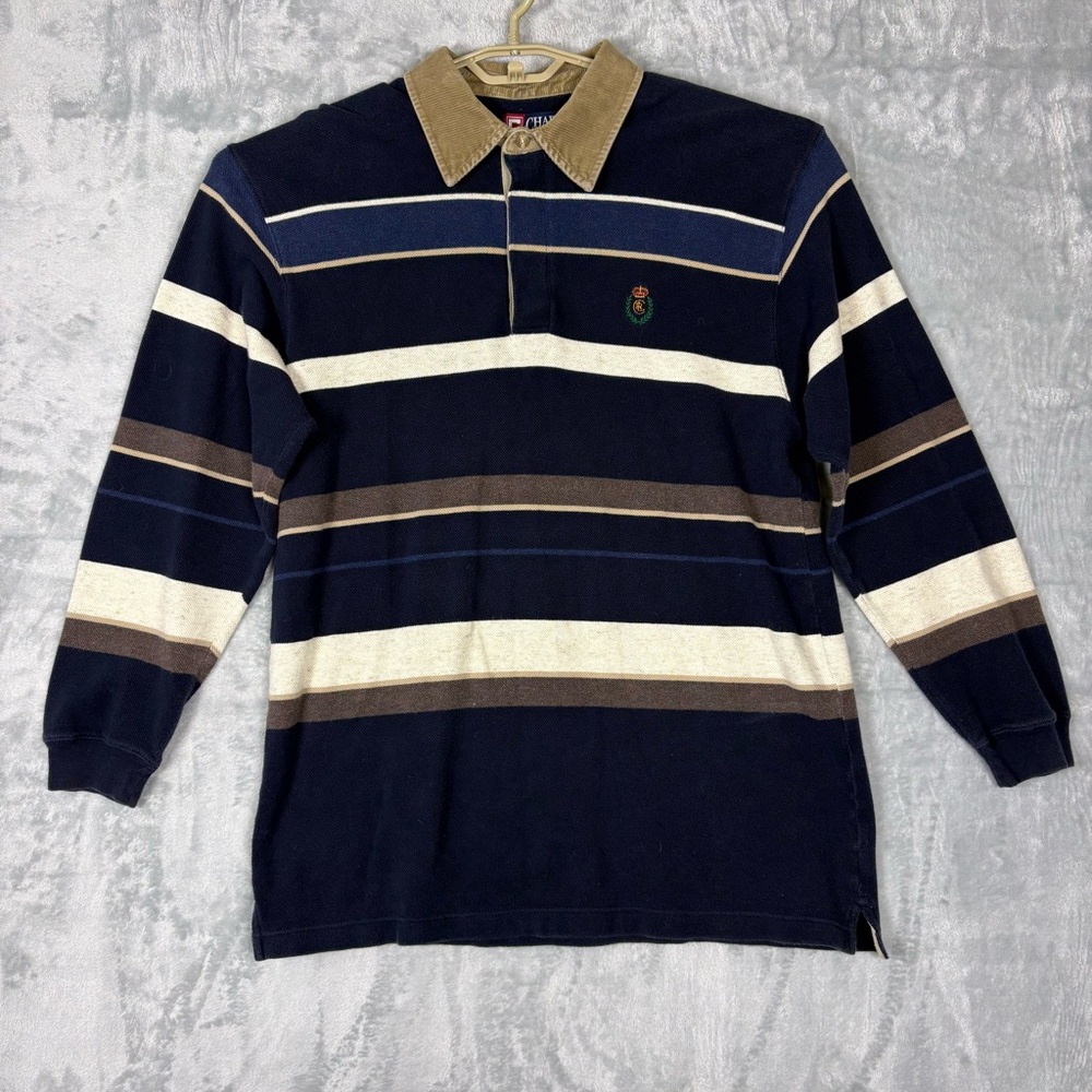Vintage 90s Chaps Ralph Lauren Knit Sweater Men’s L  Blue White Wide Stripe.